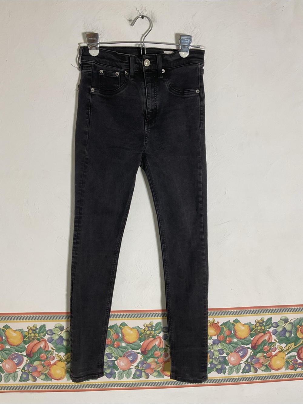 Rag & Bone High Rise Ankle Skinny Jeans Black Size 26